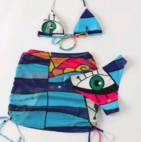 3pack Bikini Swimsuit & Beach Skirt - Picture 2 of 10